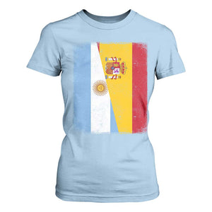 Spain Argentina Half Flag Spanish Argentinian Roots T Shirt For Women