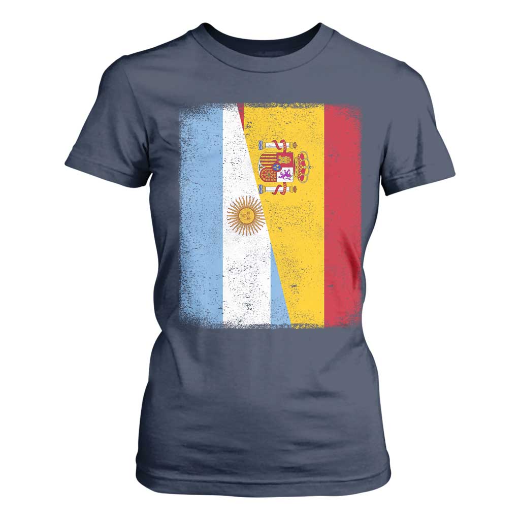 Spain Argentina Half Flag Spanish Argentinian Roots T Shirt For Women