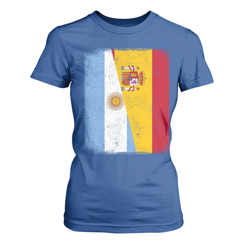Spain Argentina Half Flag Spanish Argentinian Roots T Shirt For Women