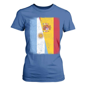 Spain Argentina Half Flag Spanish Argentinian Roots T Shirt For Women