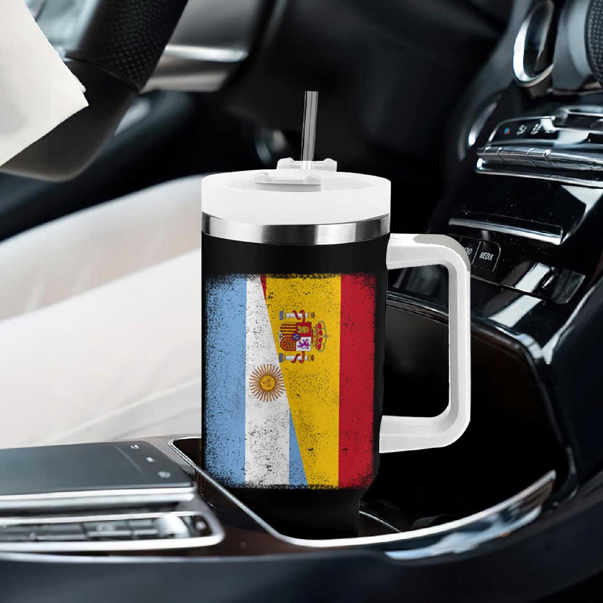 Spain Argentina Half Flag Spanish Argentinian Roots Tumbler With Handle