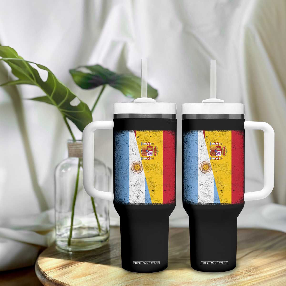 Spain Argentina Half Flag Spanish Argentinian Roots Tumbler With Handle