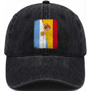 Spain Argentina Half Flag Spanish Argentinian Roots Washed Cotton Baseball Cap