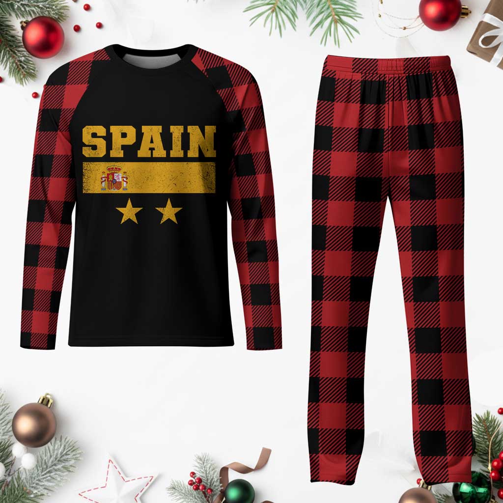 Spain Champions 2026 Second Star Plaid Pajama Set Espana Coat of Arms