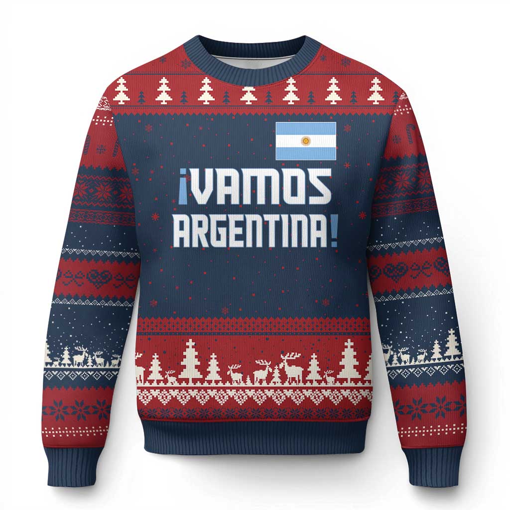 Vamos Argentina Ugly Christmas Sweater Sol De May Argentinian Flag National Pride TS11 Navy Red Print Your Wear