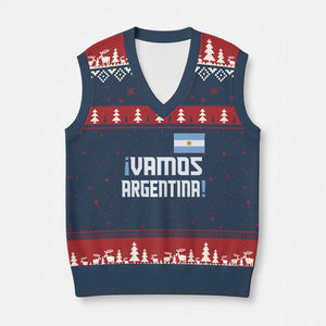 Vamos Argentina V-Neck Knit Sweater Vest Sol De May Argentinian Flag National Pride