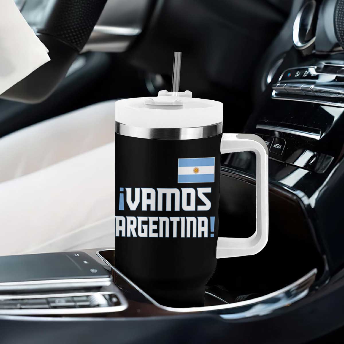 Vamos Argentina Tumbler With Handle Sol De May Argentinian Flag National Pride