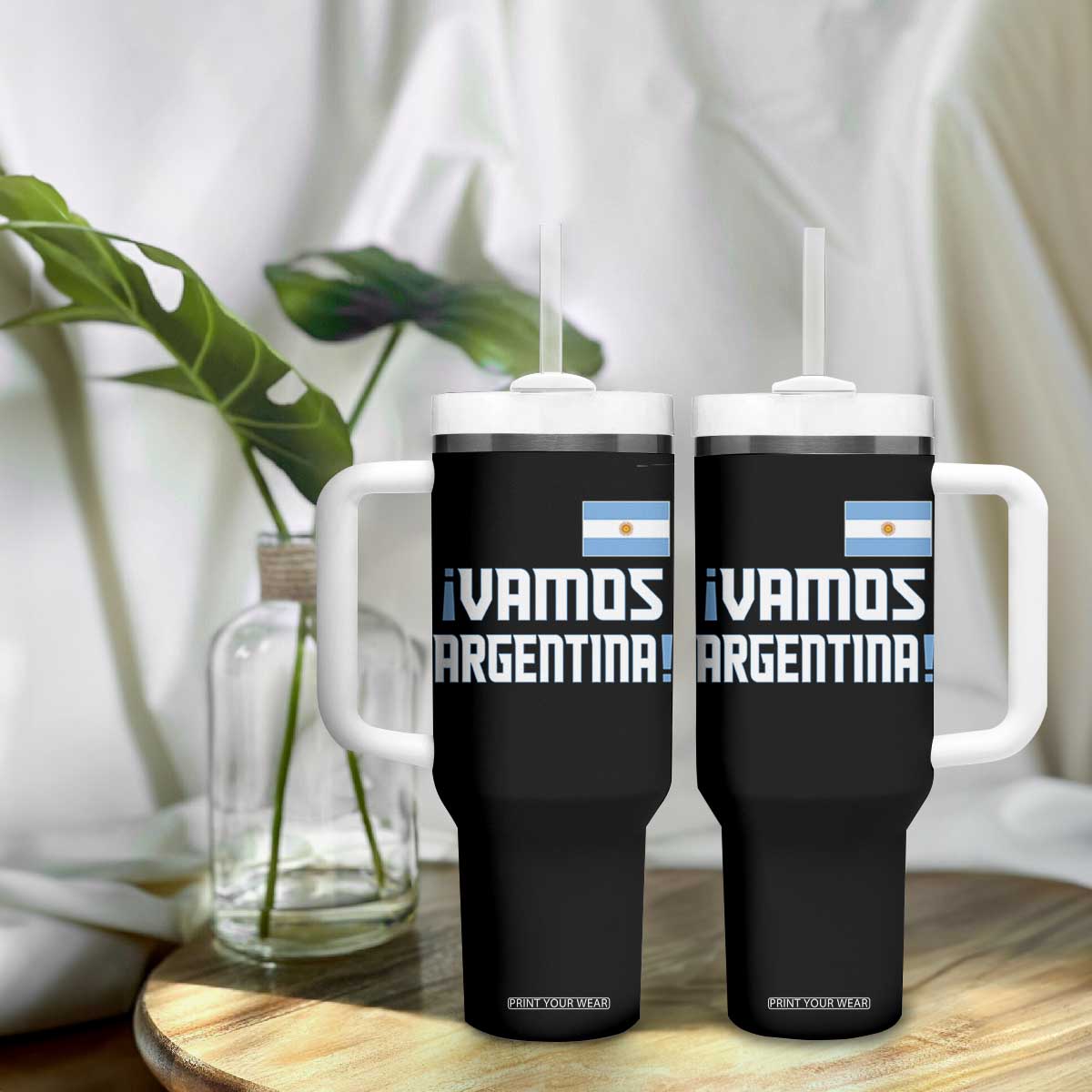 Vamos Argentina Tumbler With Handle Sol De May Argentinian Flag National Pride