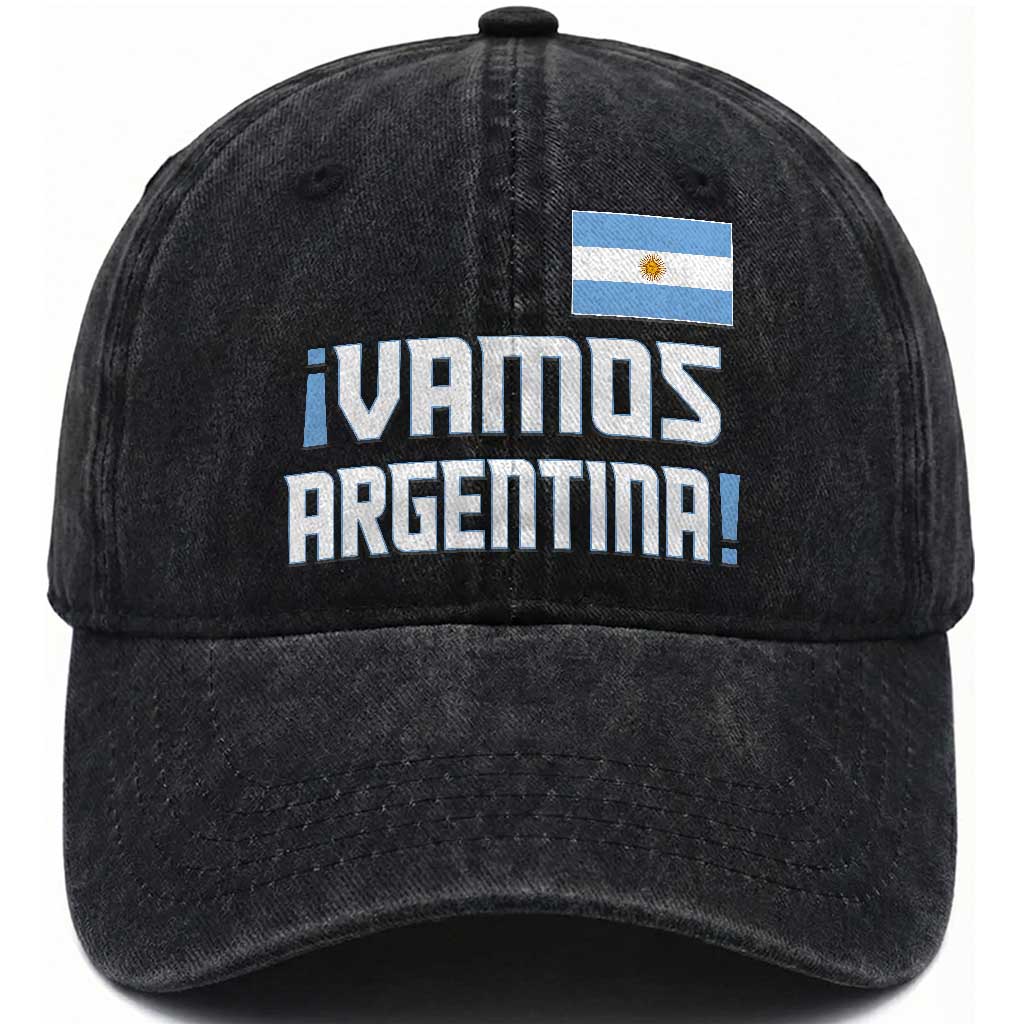 Vamos Argentina Washed Cotton Baseball Cap Sol De May Argentinian Flag National Pride TS11 Print Your Wear