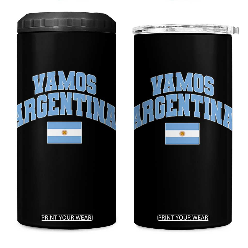 Vamos Argentina Football Throwback Design 4 in 1 Can Cooler Tumbler Vintage Argentinian Flag TS11 One Size: 16 oz Black Print Your Wear