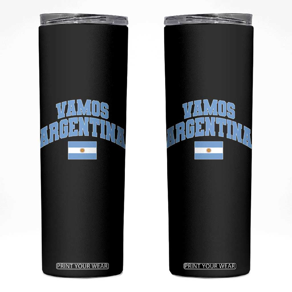 Vamos Argentina Football Throwback Design Skinny Tumbler Vintage Argentinian Flag