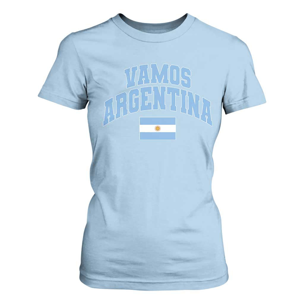 Vamos Argentina Football Throwback Design T Shirt For Women Vintage Argentinian Flag TS11 Light Blue Print Your Wear