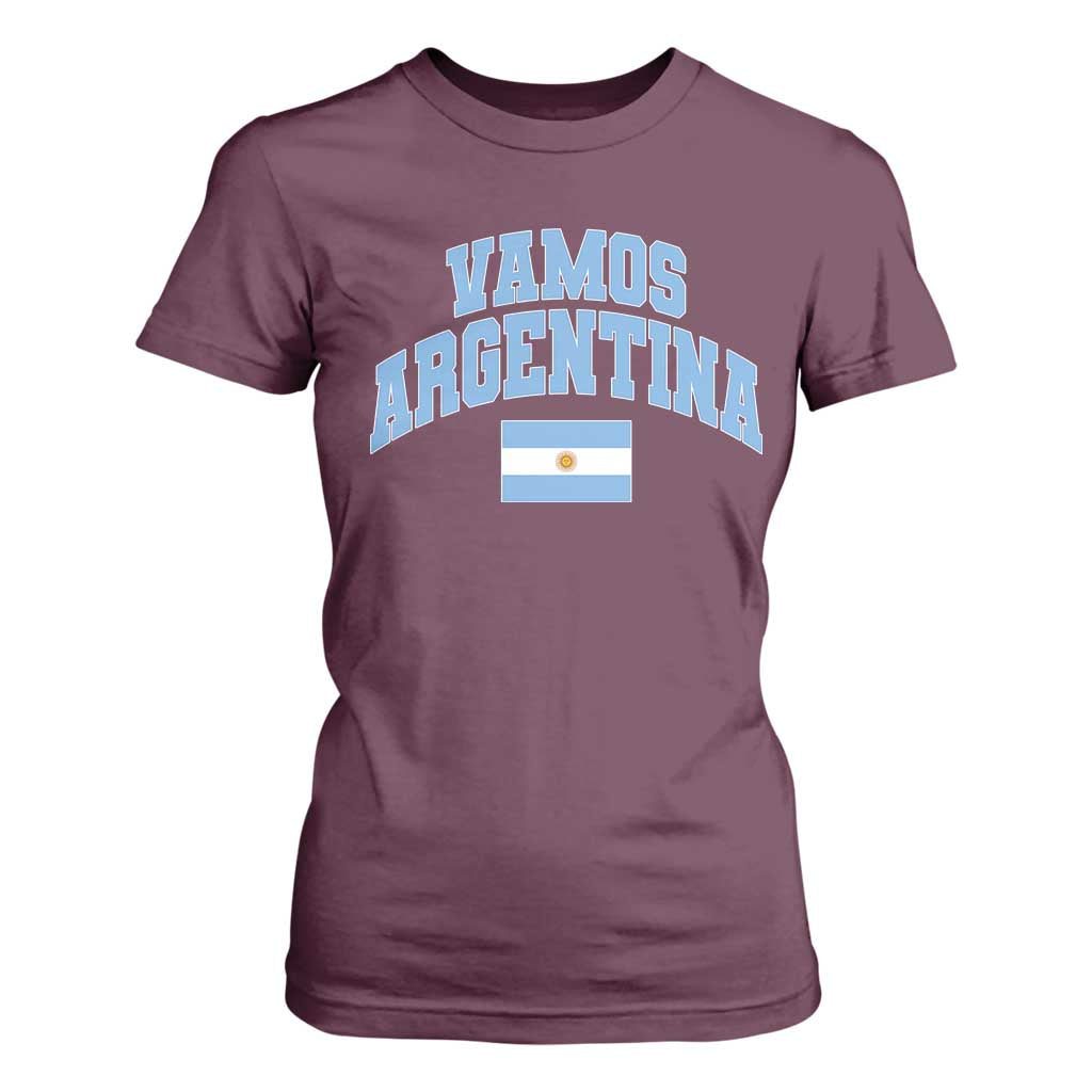 Vamos Argentina Football Throwback Design T Shirt For Women Vintage Argentinian Flag