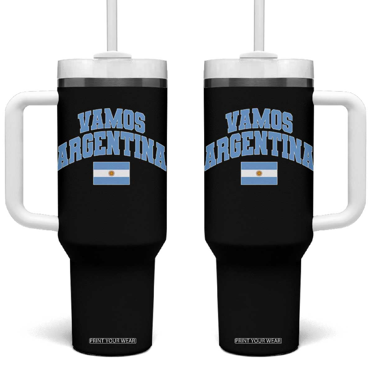 Vamos Argentina Football Throwback Design Tumbler With Handle Vintage Argentinian Flag TS11 One Size: 40 oz Black Print Your Wear