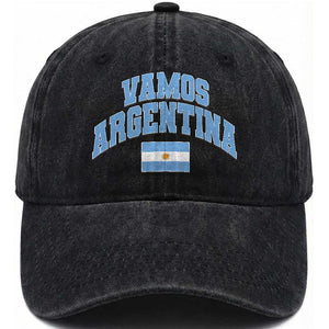Vamos Argentina Football Throwback Design Washed Cotton Baseball Cap Vintage Argentinian Flag