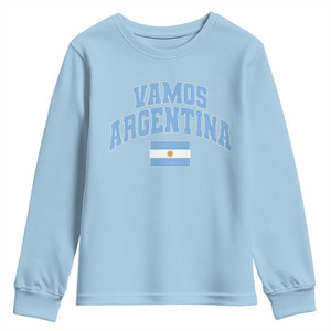Vamos Argentina Football Throwback Design Youth Sweatshirt Vintage Argentinian Flag