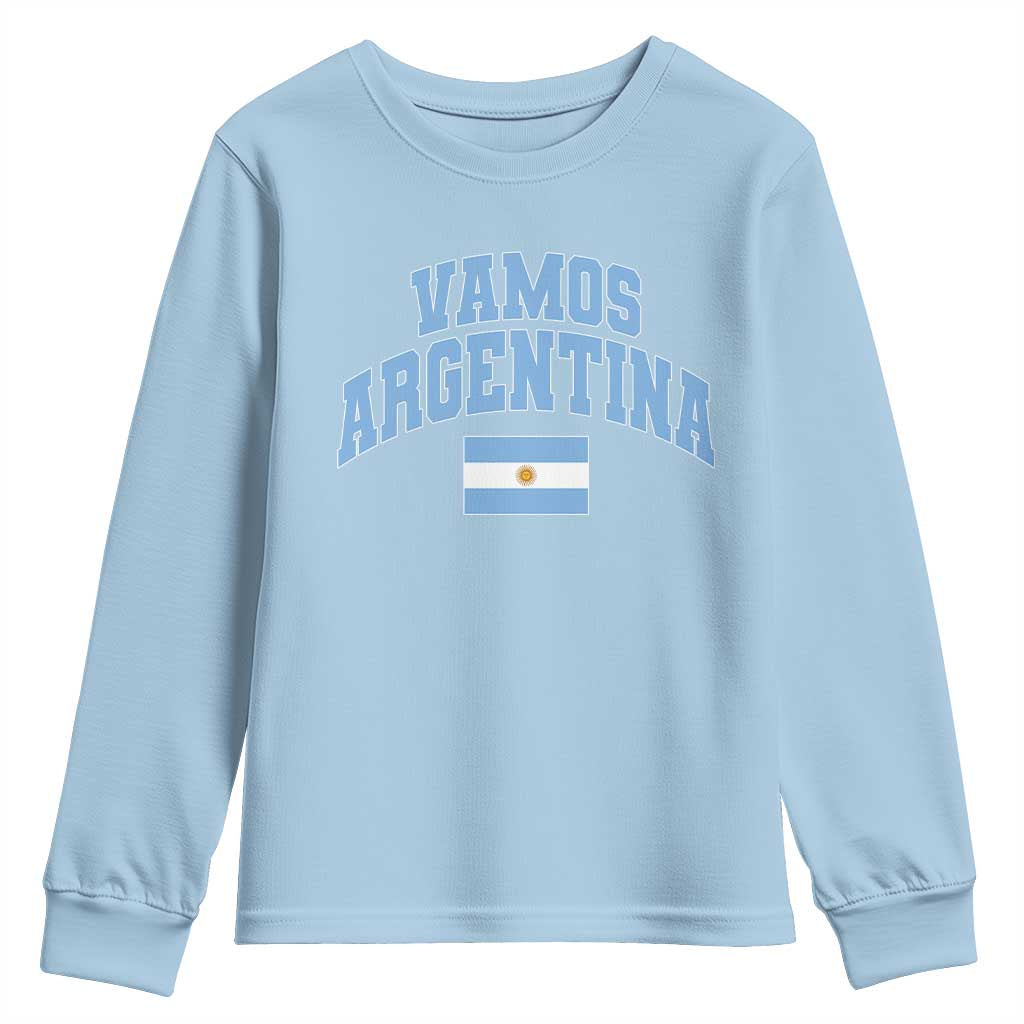 Vamos Argentina Football Throwback Design Youth Sweatshirt Vintage Argentinian Flag TS11 Light Blue Print Your Wear