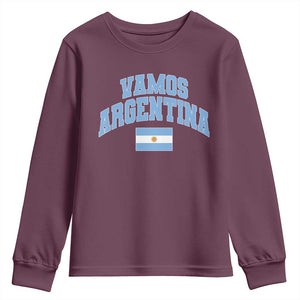 Vamos Argentina Football Throwback Design Youth Sweatshirt Vintage Argentinian Flag