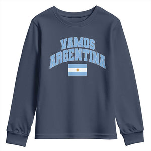 Vamos Argentina Football Throwback Design Youth Sweatshirt Vintage Argentinian Flag