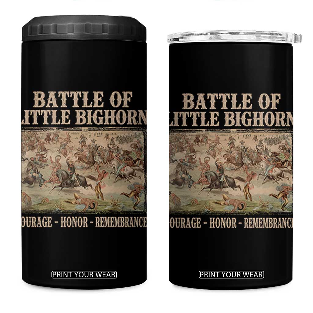 Battle of Little Bighorn 4 in 1 Can Cooler Tumbler Courage Honor Remember Native American TS11 One Size: 16 oz Black Print Your Wear