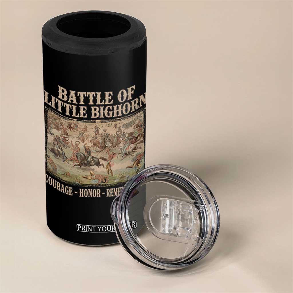 Battle of Little Bighorn 4 in 1 Can Cooler Tumbler Courage Honor Remember Native American