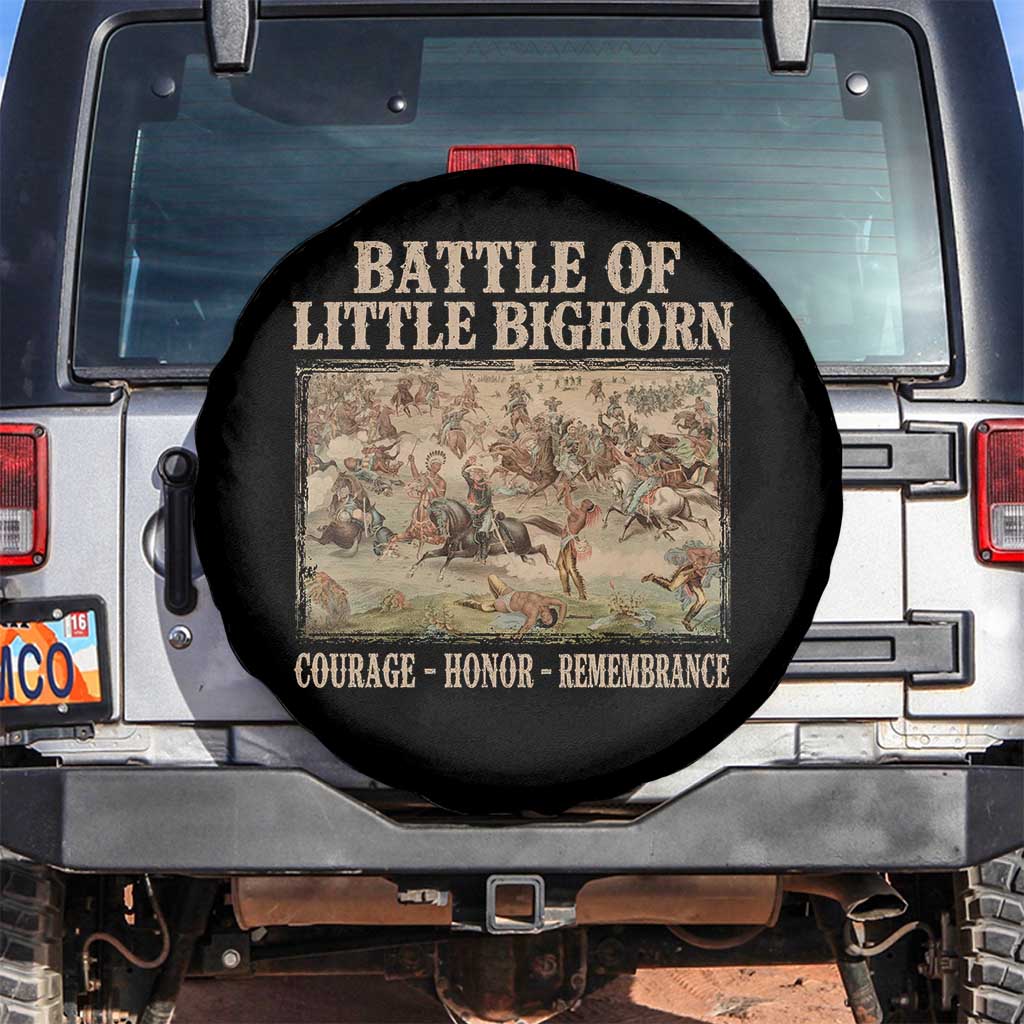 Battle of Little Bighorn Spare Tire Cover Courage Honor Remember Native American TS11 No hole Black Print Your Wear