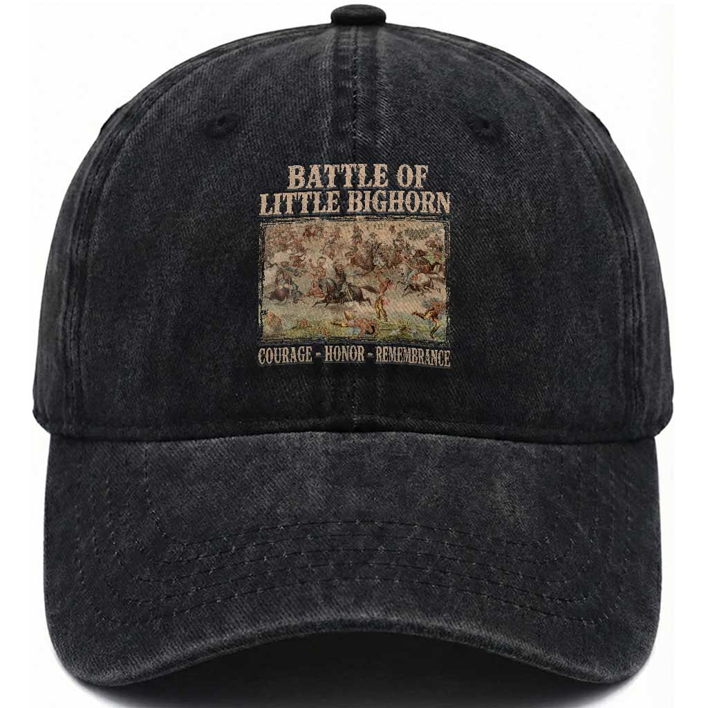 Battle of Little Bighorn Washed Cotton Baseball Cap Courage Honor Remember Native American TS11 Print Your Wear