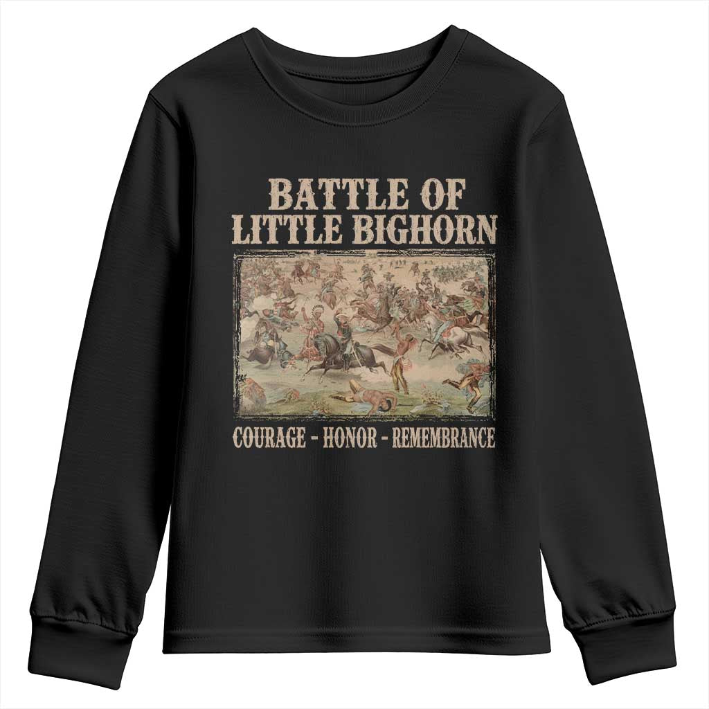 Battle of Little Bighorn Youth Sweatshirt Courage Honor Remember Native American TS11 Black Print Your Wear