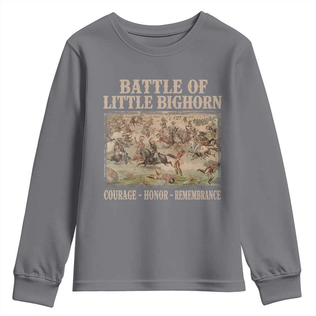 Battle of Little Bighorn Youth Sweatshirt Courage Honor Remember Native American