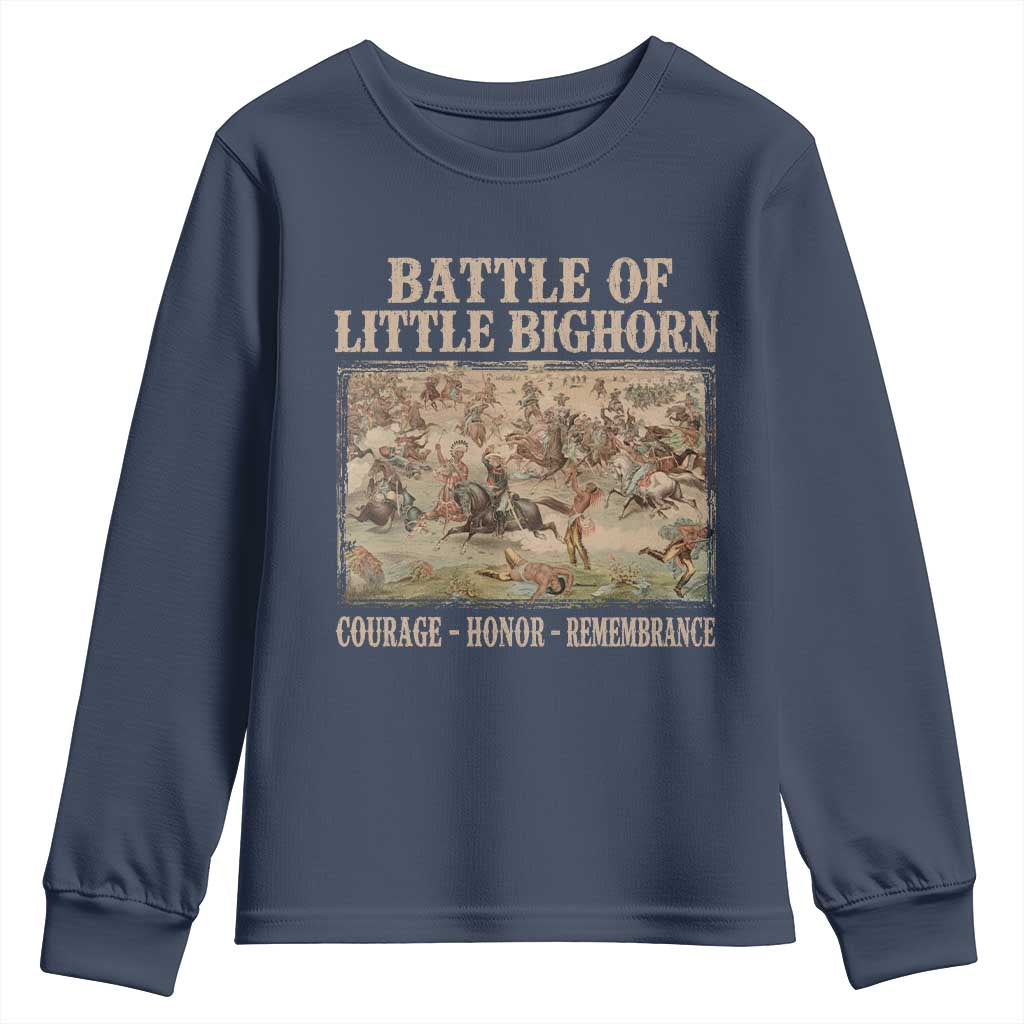 Battle of Little Bighorn Youth Sweatshirt Courage Honor Remember Native American