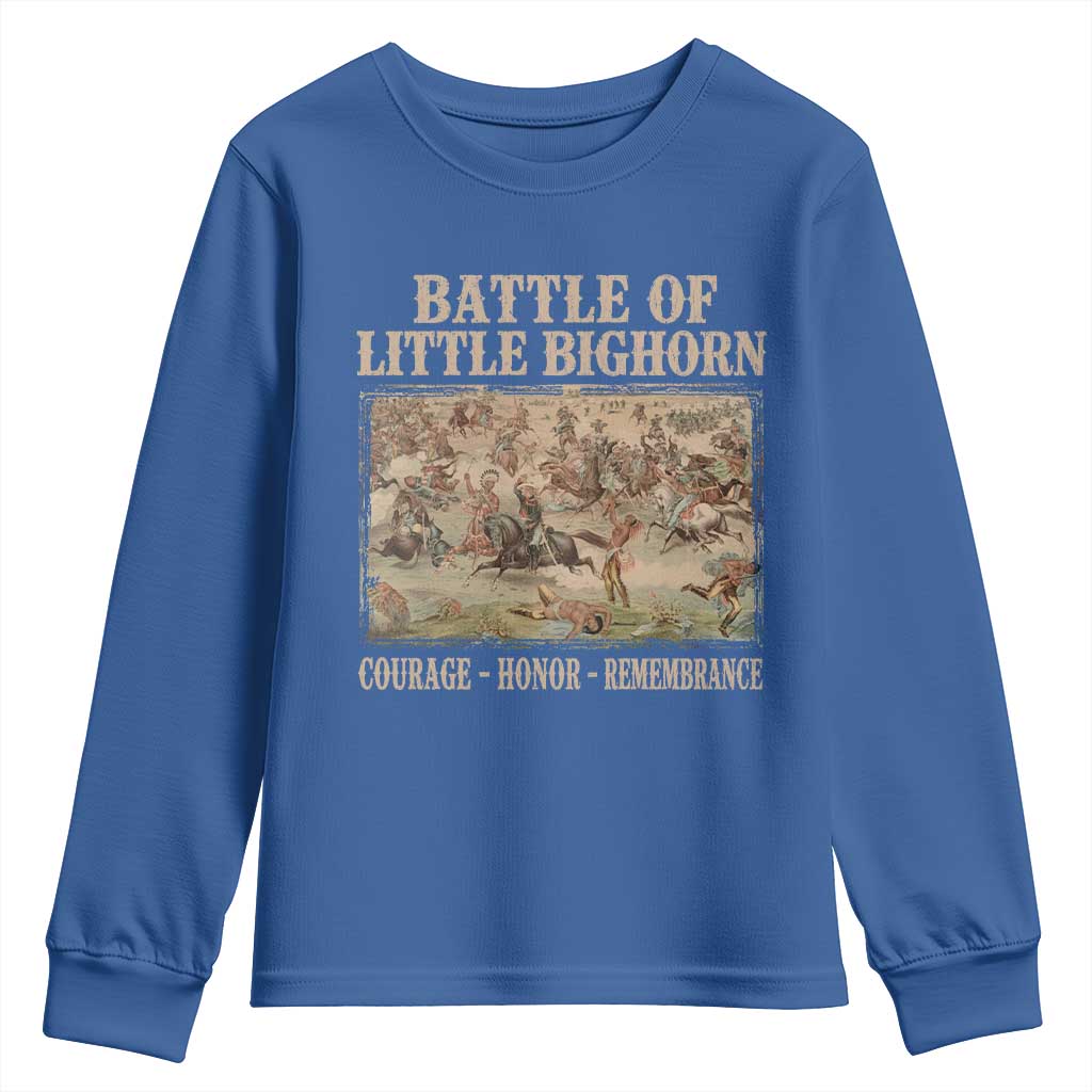 Battle of Little Bighorn Youth Sweatshirt Courage Honor Remember Native American