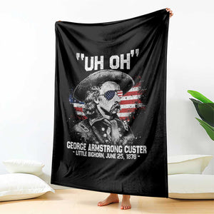 Uh Oh George Armstrong Custer Little Bighorn Throw Blanket Vintage American Flag June 25 1876