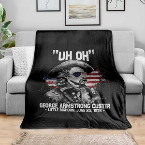 Uh Oh George Armstrong Custer Little Bighorn Throw Blanket Vintage American Flag June 25 1876