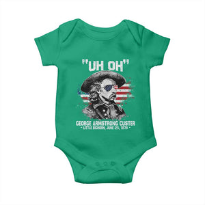 Uh Oh George Armstrong Custer Little Bighorn Baby Onesie Vintage American Flag June 25 1876