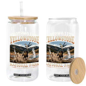 Yellowstone National Park Do Not Pet The Fluffy Cows Glass Can