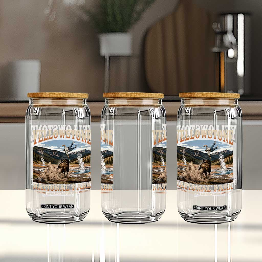 Yellowstone National Park Do Not Pet The Fluffy Cows Glass Can