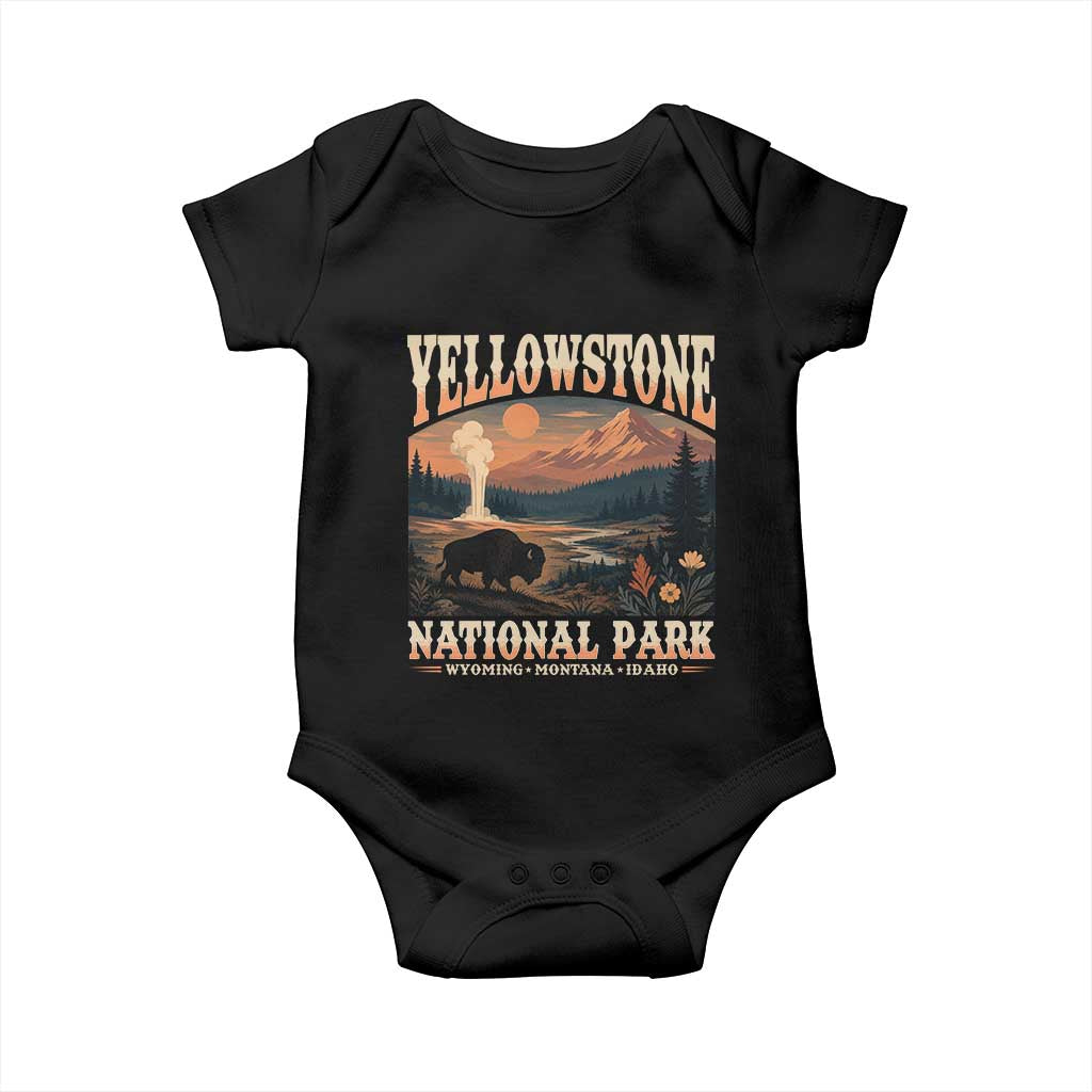 Yellowstone National Park Wyoming Montana Idaho Baby Onesie Vintage Bison Geyser