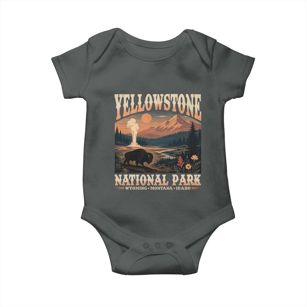 Yellowstone National Park Wyoming Montana Idaho Baby Onesie Vintage Bison Geyser