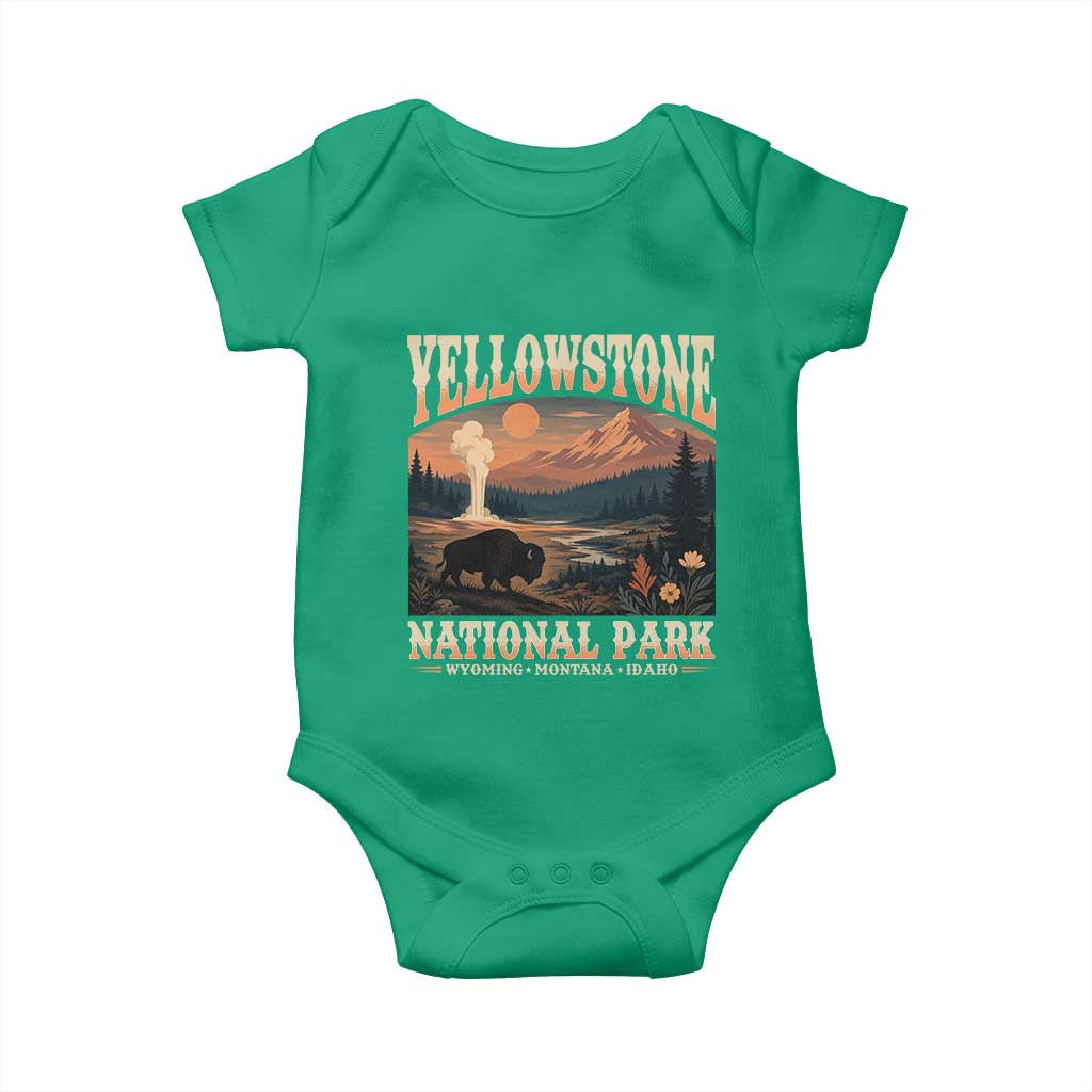 Yellowstone National Park Wyoming Montana Idaho Baby Onesie Vintage Bison Geyser