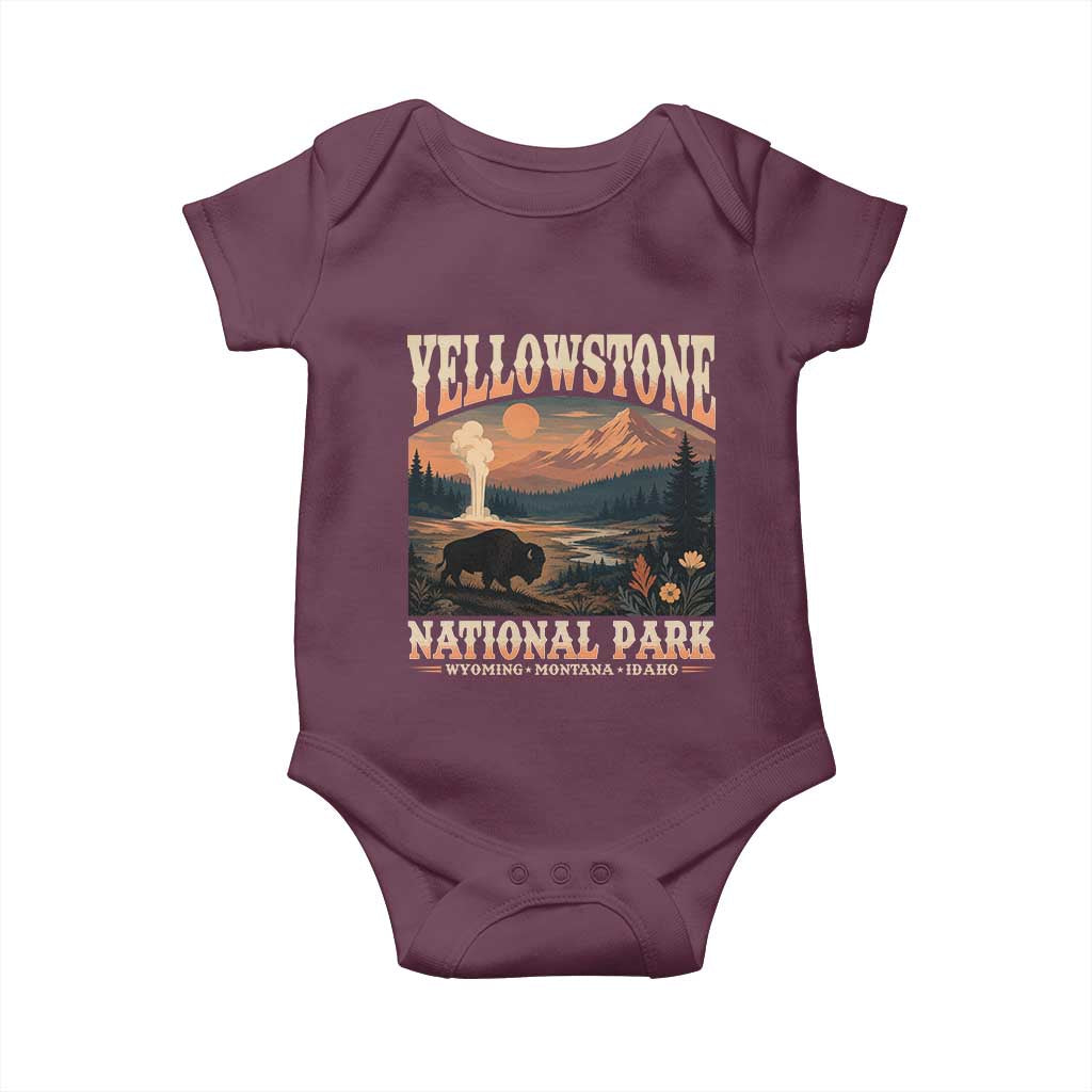 Yellowstone National Park Wyoming Montana Idaho Baby Onesie Vintage Bison Geyser