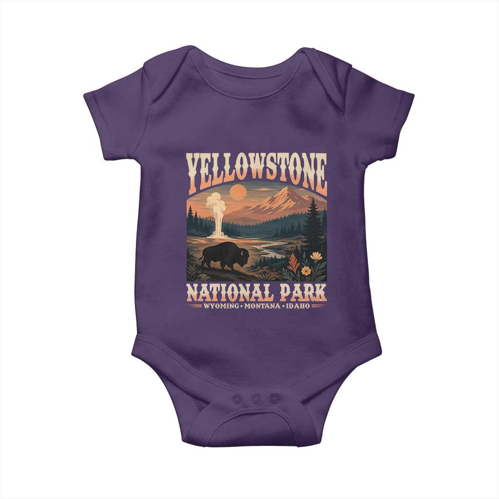 Yellowstone National Park Wyoming Montana Idaho Baby Onesie Vintage Bison Geyser