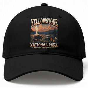 Yellowstone National Park Wyoming Montana Idaho Baseball Cap Vintage Bison Geyser