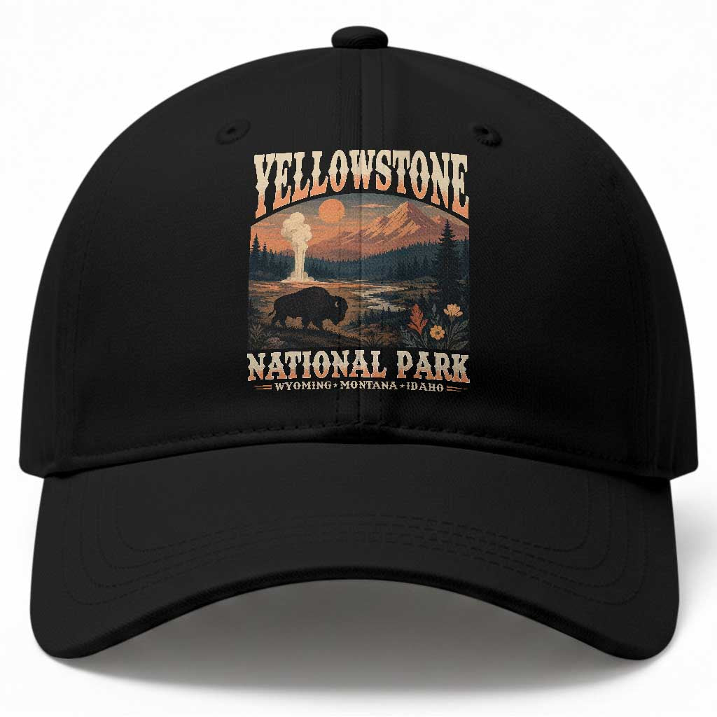 Yellowstone National Park Wyoming Montana Idaho Baseball Cap Vintage Bison Geyser TS11 Print Your Wear
