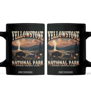 Yellowstone National Park Wyoming Montana Idaho Coffee Mug Vintage Bison Geyser