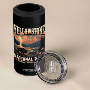 Yellowstone National Park Wyoming Montana Idaho 4 in 1 Can Cooler Tumbler Vintage Bison Geyser
