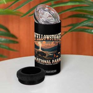Yellowstone National Park Wyoming Montana Idaho 4 in 1 Can Cooler Tumbler Vintage Bison Geyser