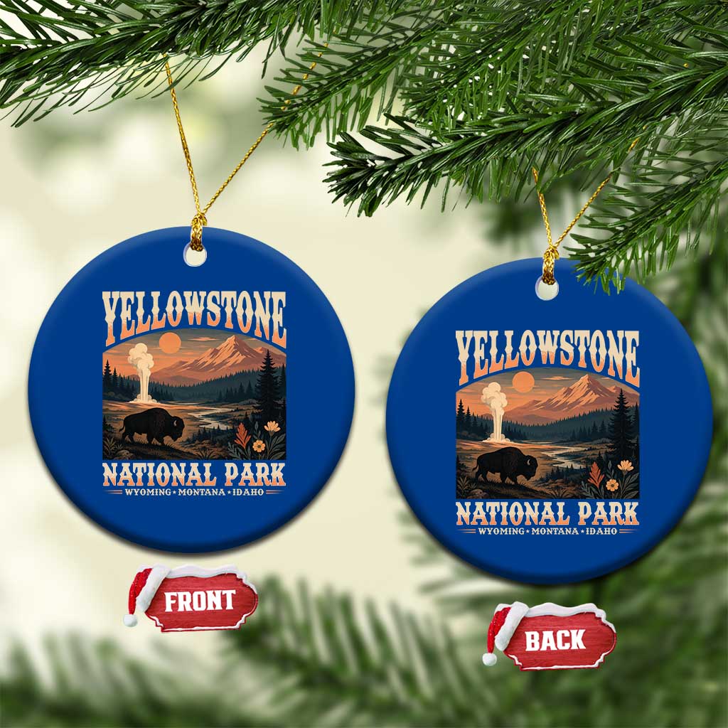 Yellowstone National Park Wyoming Montana Idaho Ceramic Ornament Vintage Bison Geyser