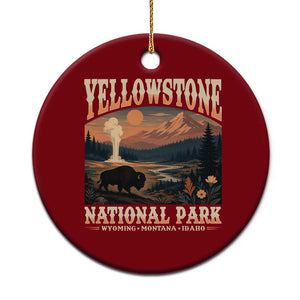 Yellowstone National Park Wyoming Montana Idaho Ceramic Ornament Vintage Bison Geyser