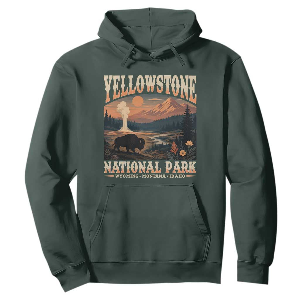 Yellowstone National Park Wyoming Montana Idaho Hoodie Vintage Bison Geyser