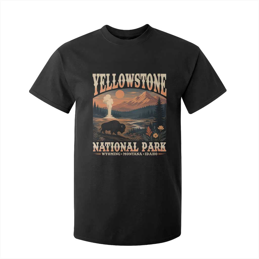 Yellowstone National Park Wyoming Montana Idaho T Shirt For Kid Vintage Bison Geyser
